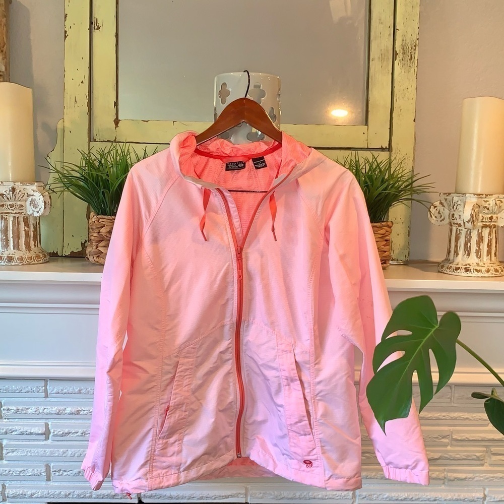 Mountain Hardwear Pink Nylon Waterproof Zip Up Hooded Light Packable Jacket L
